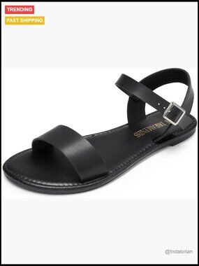 Ankle Strap Flat Sandals Open Toes One Band Buckle Dressy Summer